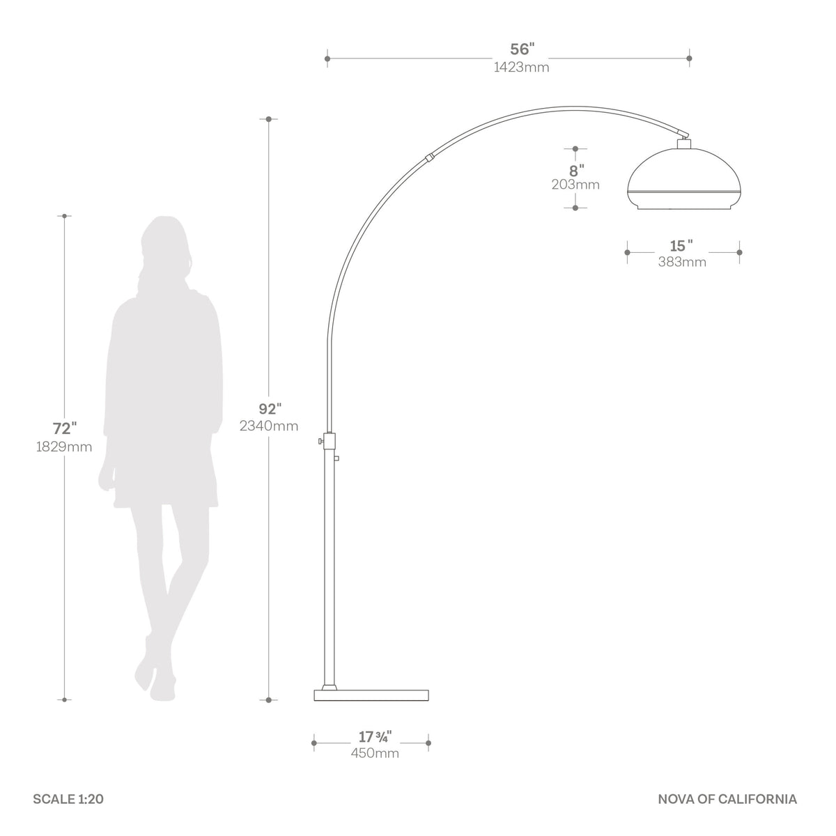 Simple Morelli 85" 1-Light Arc Lamp by Nova of California – view 4