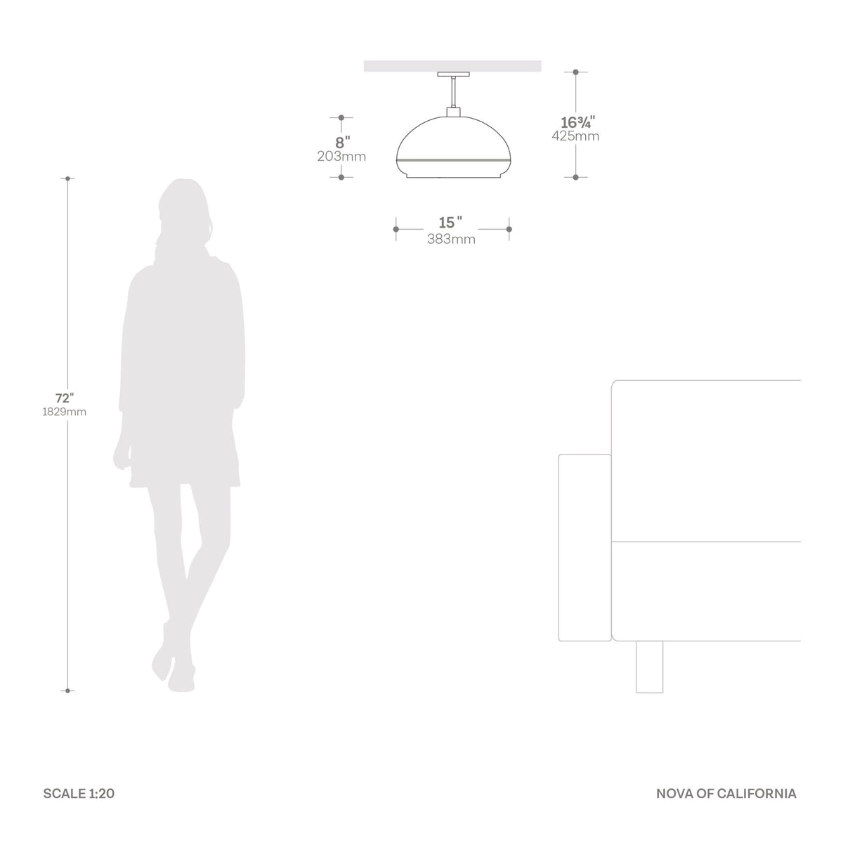 Morelli Semi Flush Mount by Nova of California – view 5