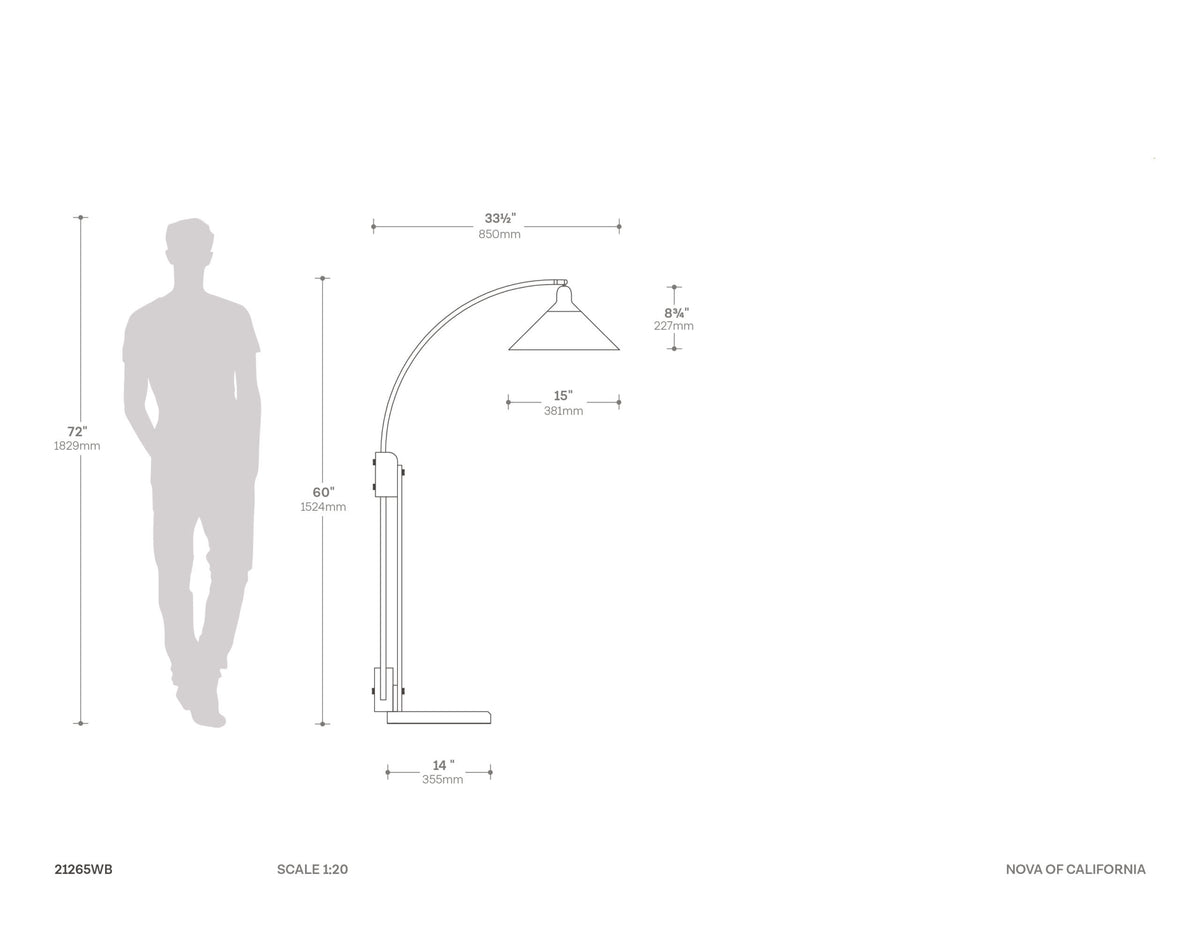 Melmar Chairside Arc Floor Lamp by Nova of California – view 12