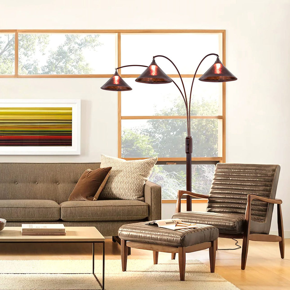 Original Natural Mica 3-Light Arc Floor Lamp, 86" by Nova of California – view 11