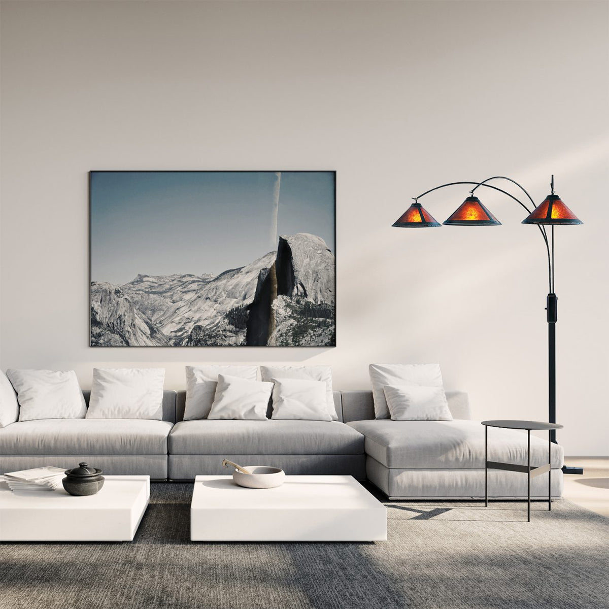 Original Natural Mica 3-Light Arc Floor Lamp, 86" by Nova of California – view 13