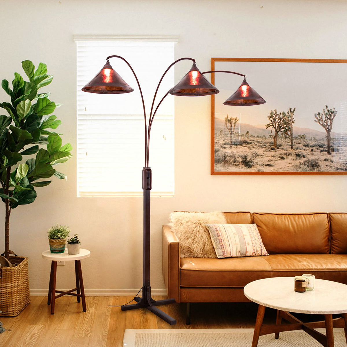 Original Natural Mica 3-Light Arc Floor Lamp, 86" by Nova of California – view 14