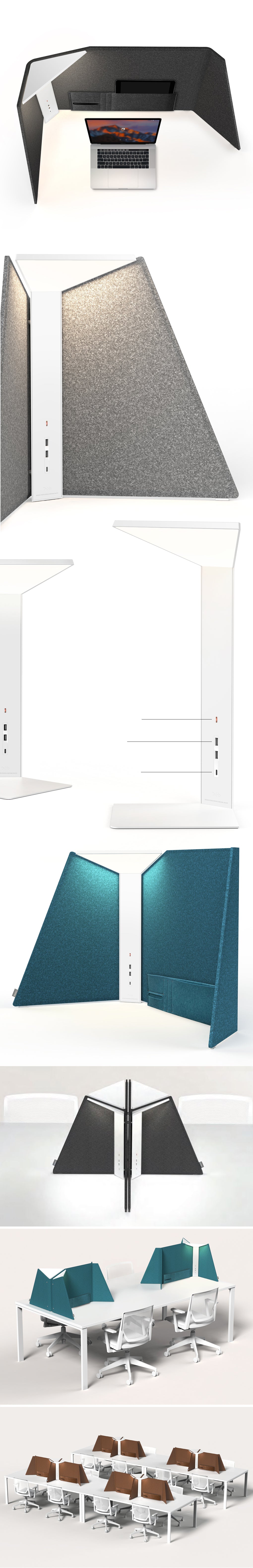 Pablo Designs Corner Office Desk Lamp 30-inch Width Stone Grey