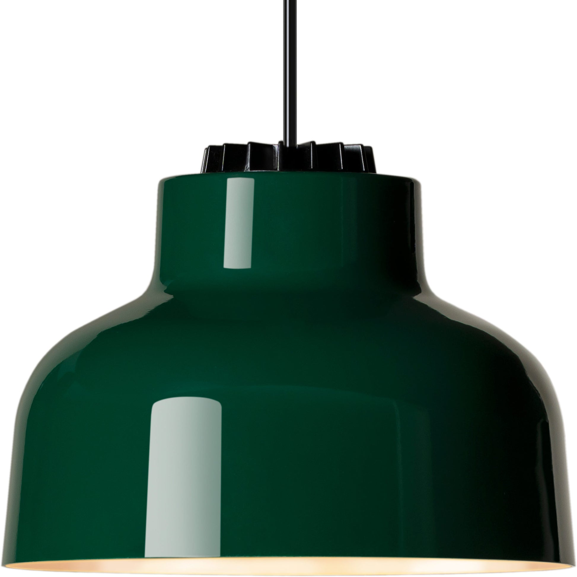 Santa & Cole M64 LED pendant lamp in British Racing Green finish for dining rooms and hospitality spaces