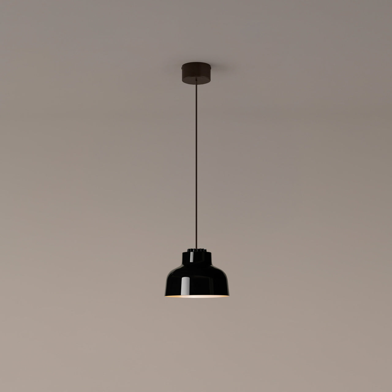 Contemporary Deep Black hanging lamp by Miguel Milá for modern spaces