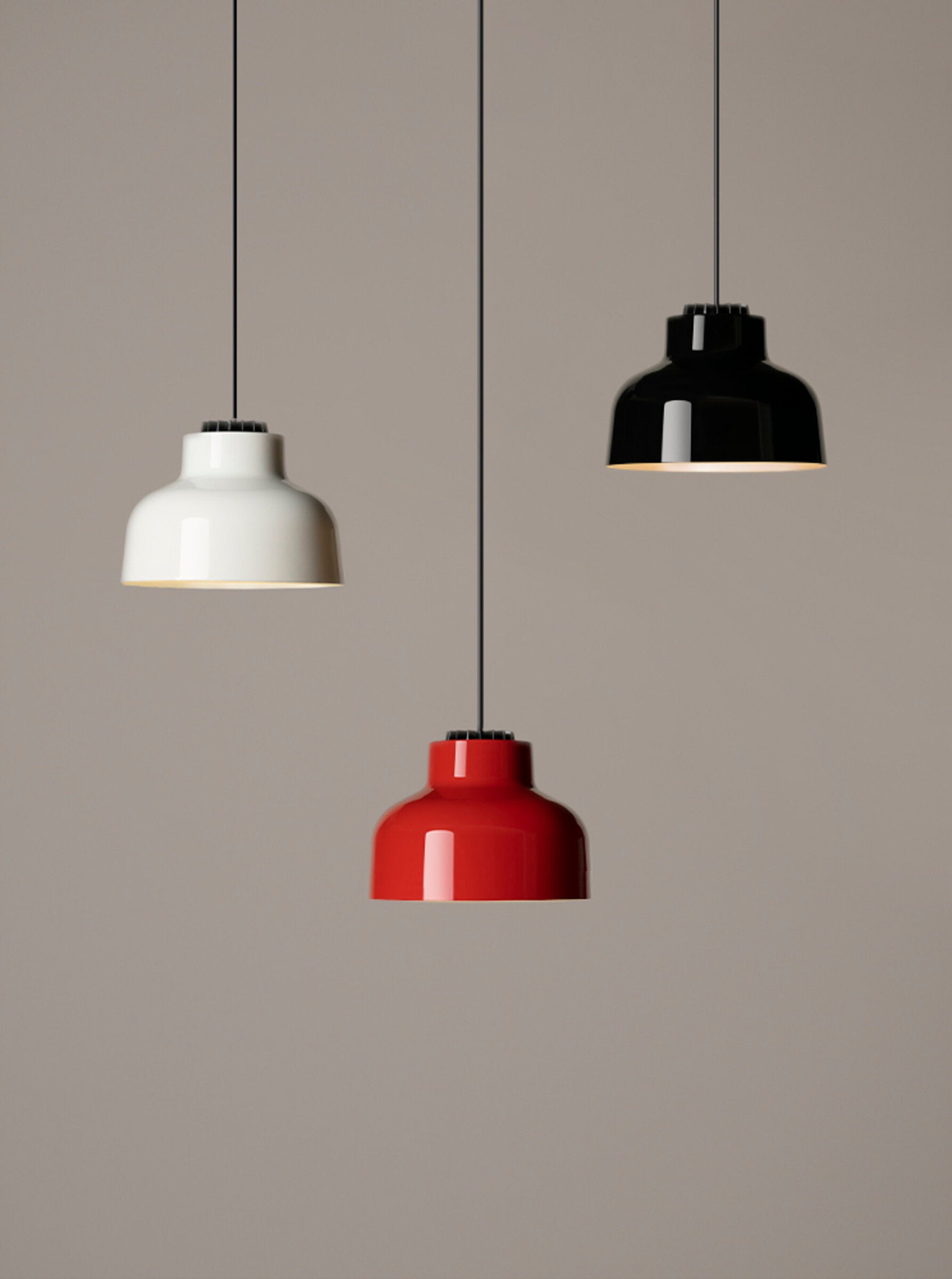 Santa & Cole M64 LED pendant lamp in contemporary bedroom interior