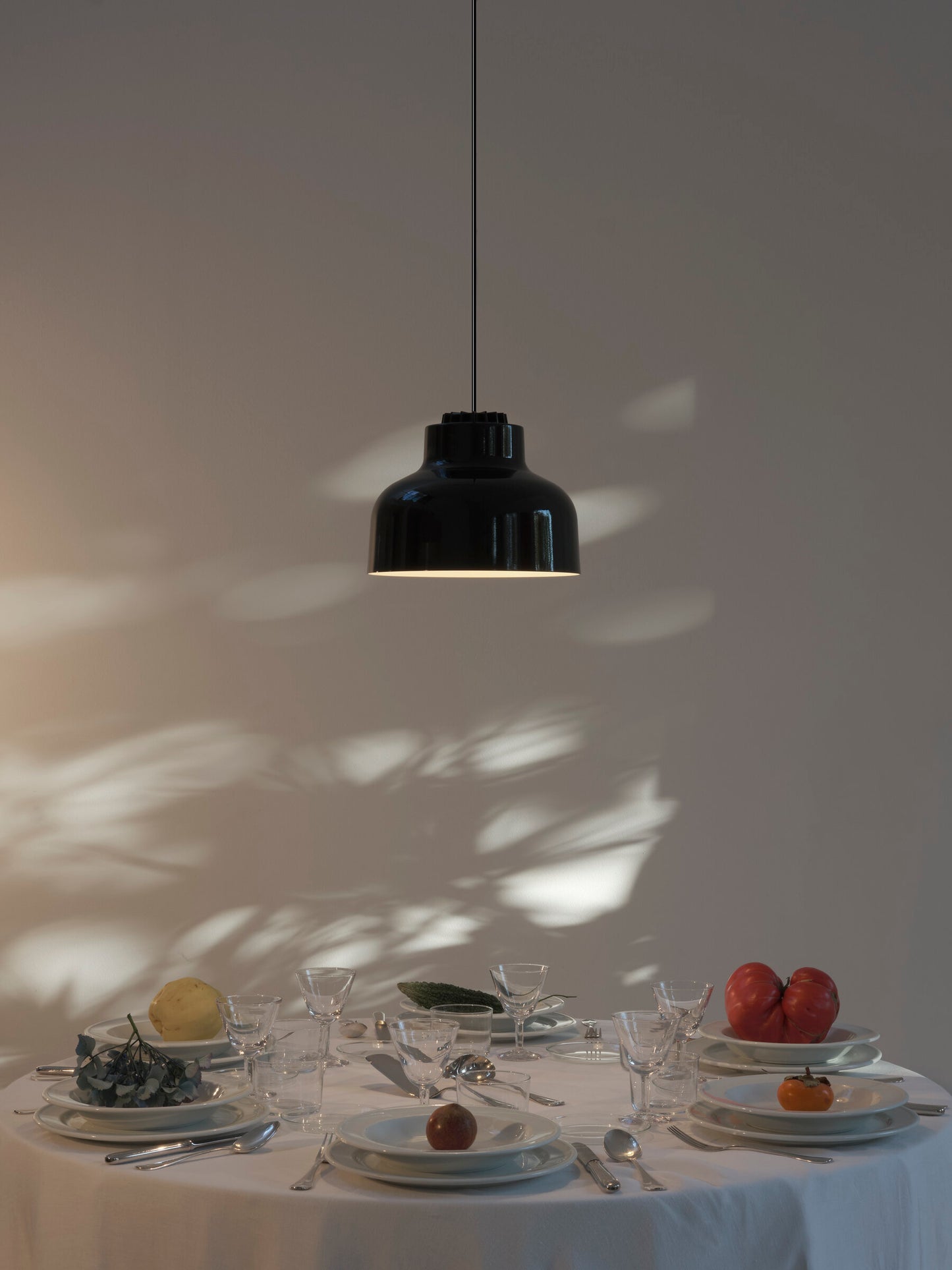 Mid-century modern black pendant light by Santa & Cole Spain