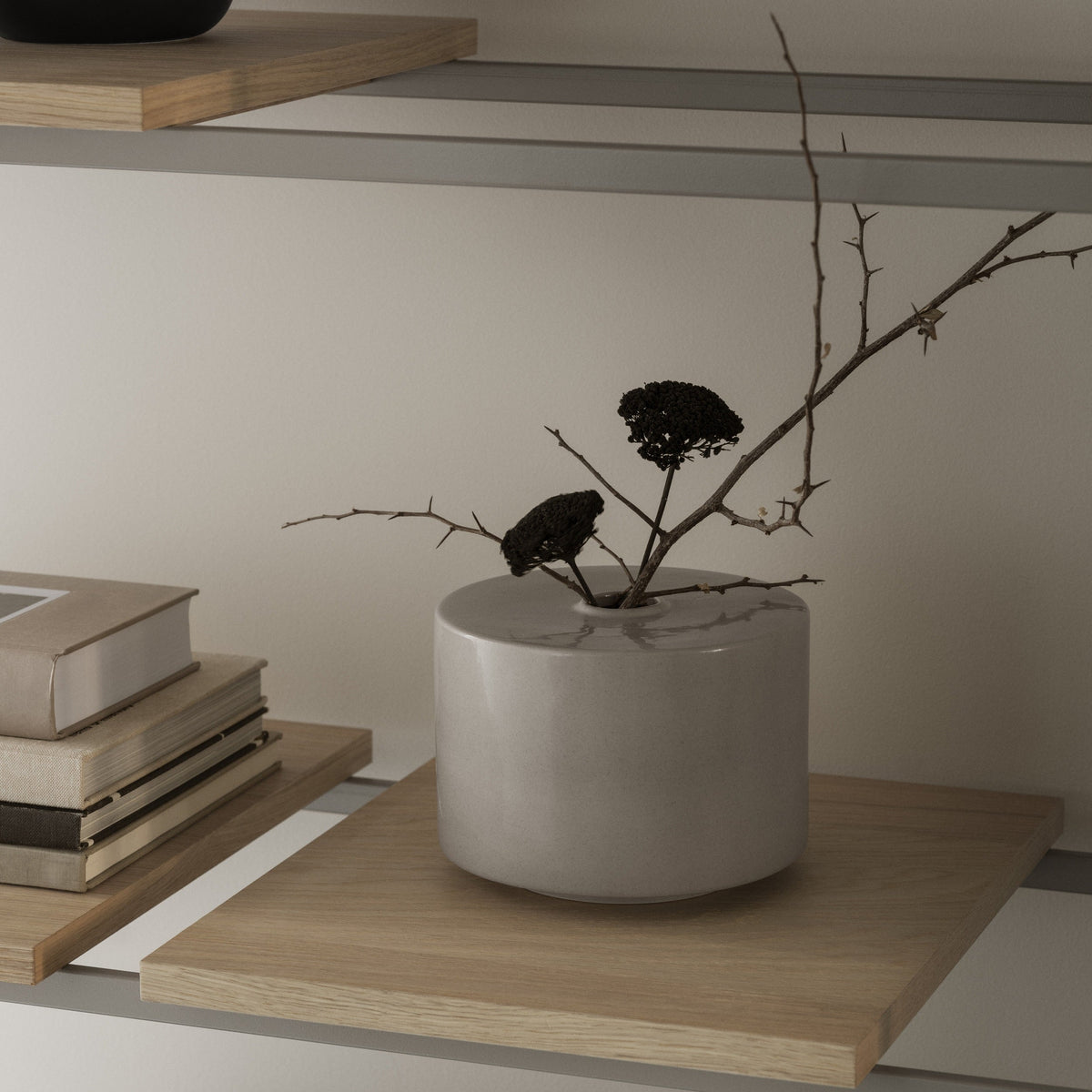 blomus MAKOTO Stoneware Vase, Narrow Opening – vase with a single branch