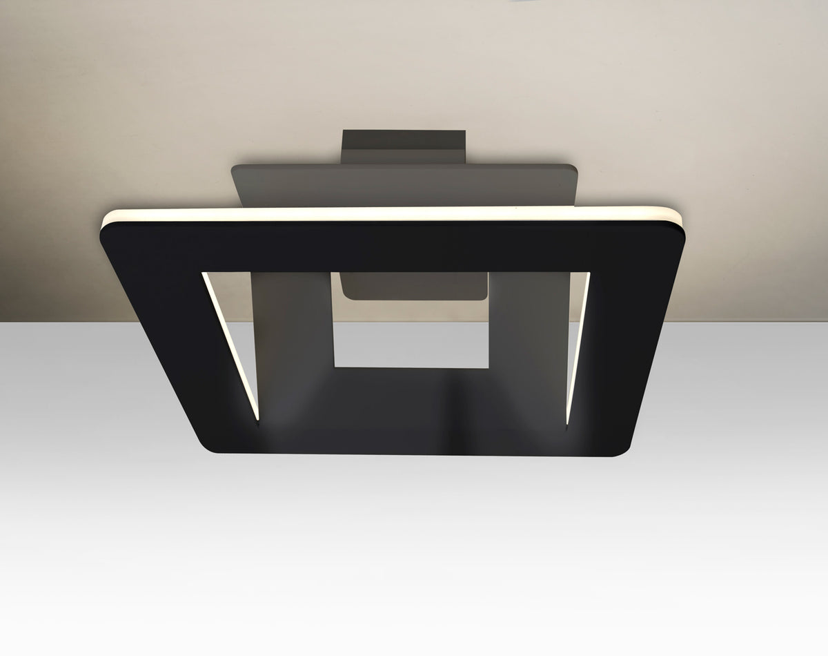 Besa Matrix LED semi-flush ceiling light, black powder-coated aluminum – studio view