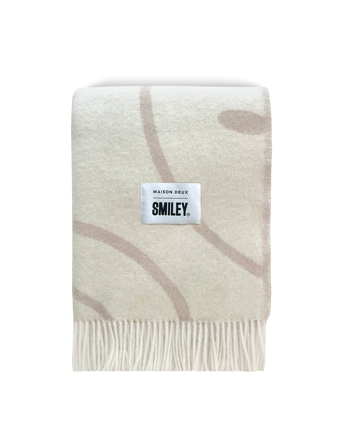 Maison Deux Smiley® Wool Blanket in White/Grey – detail 2
