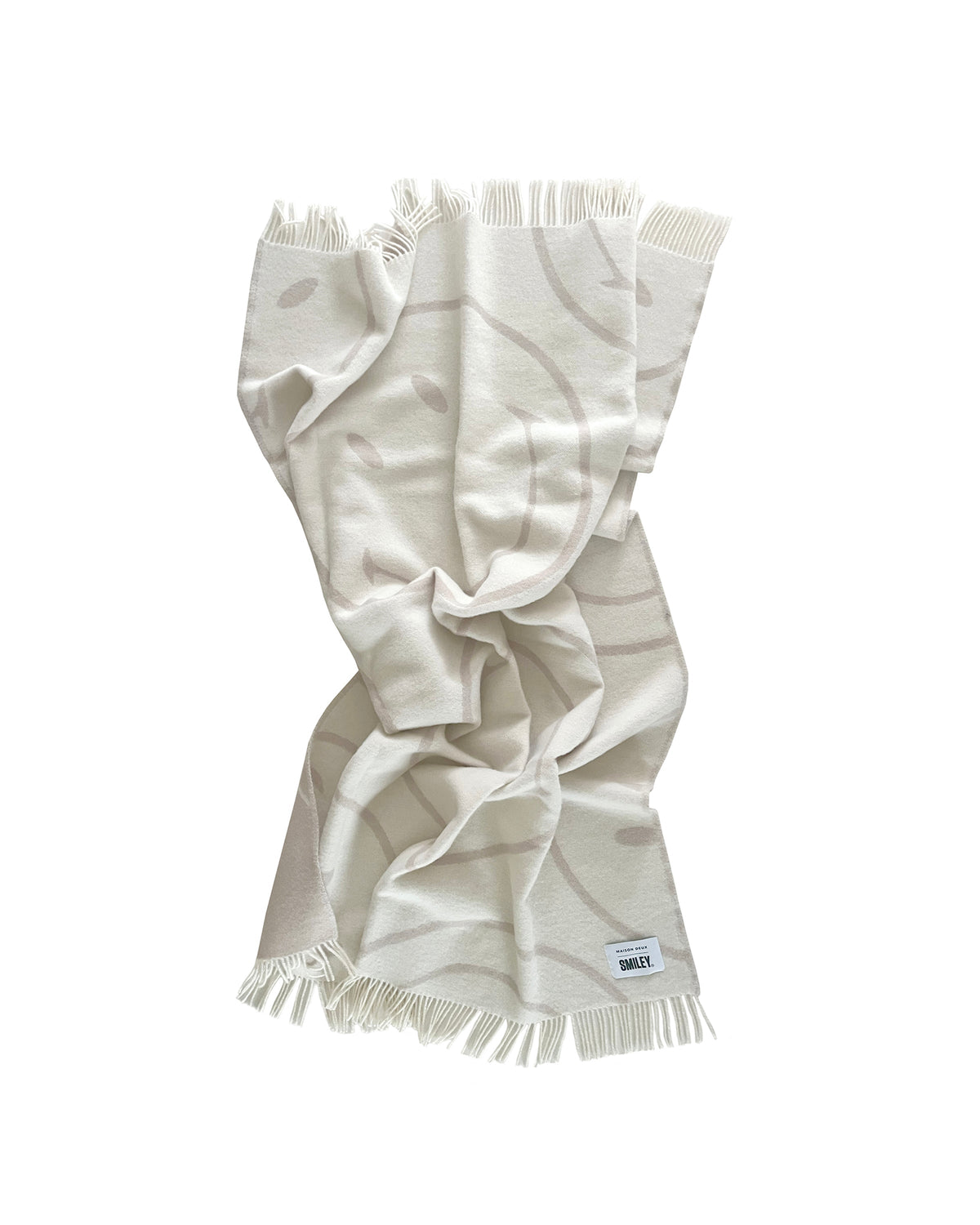 Maison Deux Smiley® Wool Blanket in White/Grey – main view