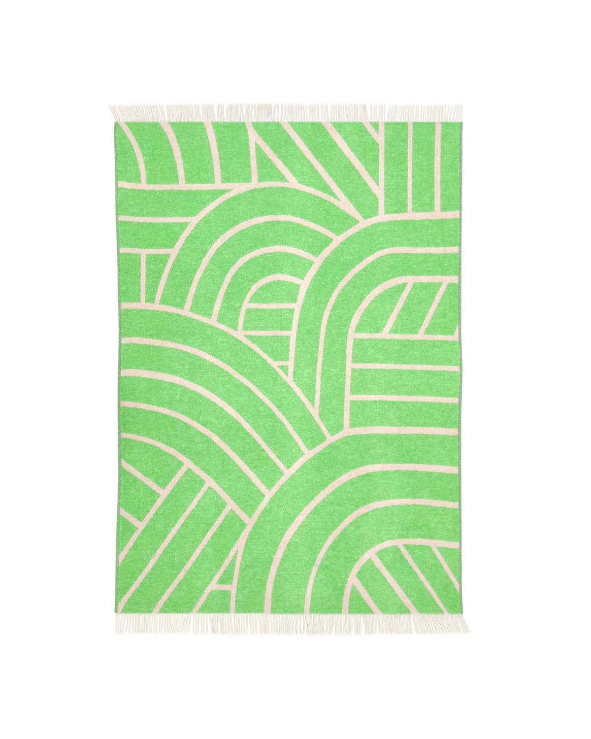 Maison Deux Lines Wool Blanket in Pink/Apple – detail 4