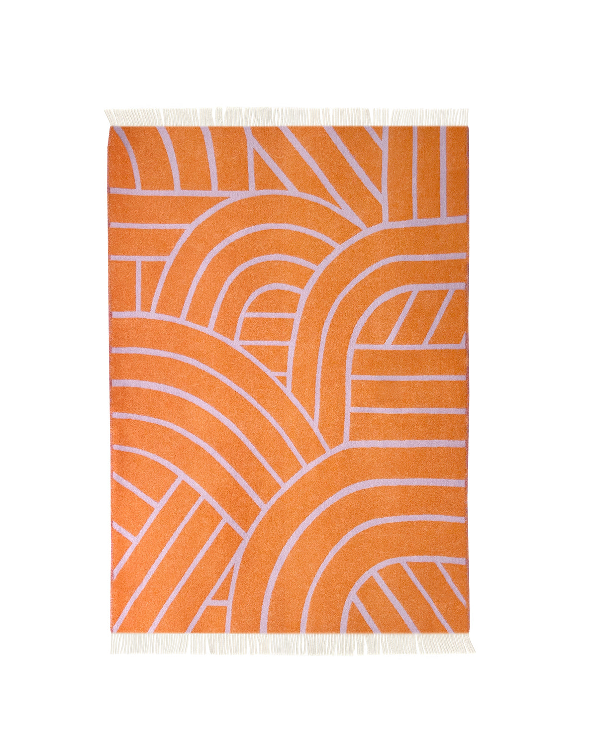Maison Deux Lines Wool Blanket in Lilac/Orange – detail 5