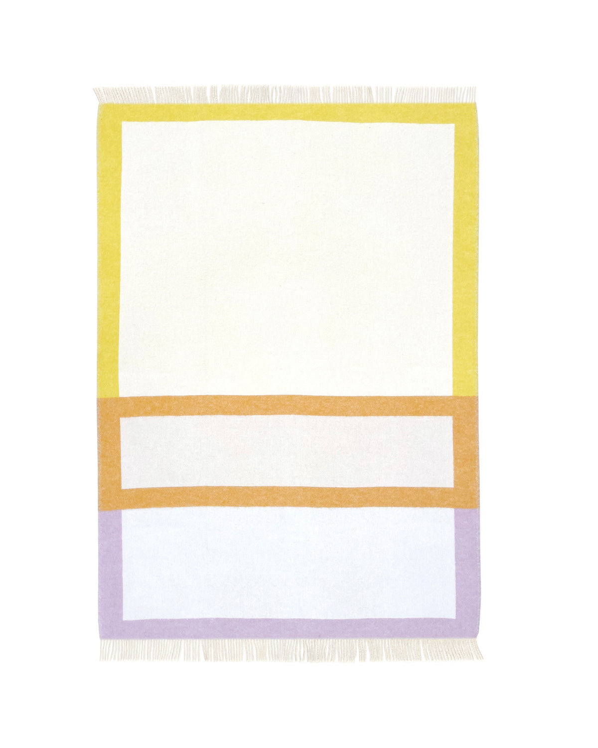 Maison Deux Color Block No. 1 Wool Blanket in Lilac/Yellow & Orange – detail 5