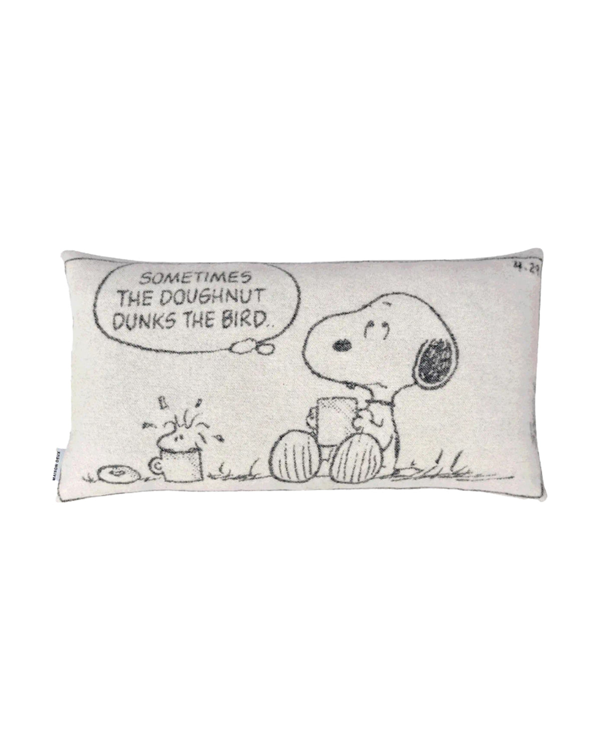 Maison Deux Peanuts Comic Doughnut XL Wool Cushion Cover in Black/White – detail 3