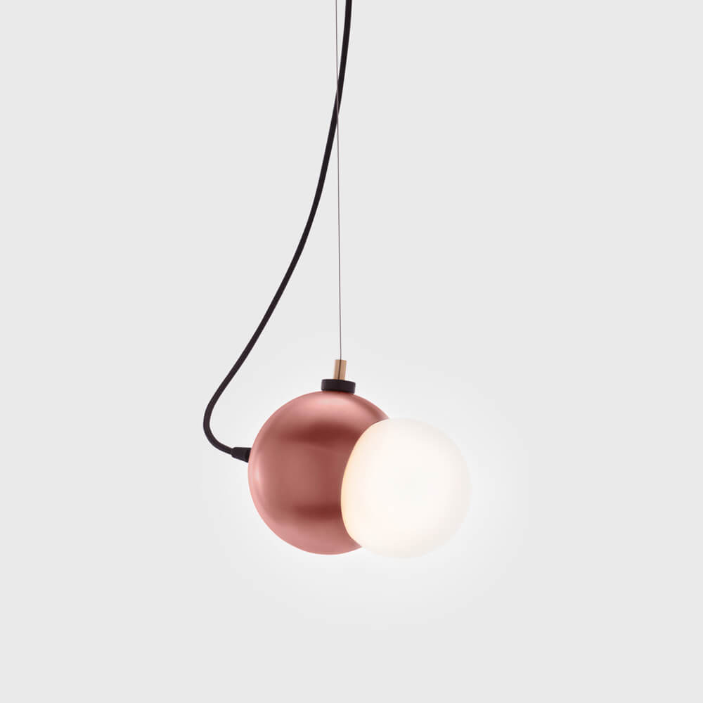 Maggie spun steel pendant light by Viso, Copper