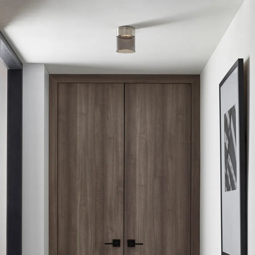 Manette 5-inch LED Flush Mount Satin Nickel Smoke Glass by Visual & Comfort & Co