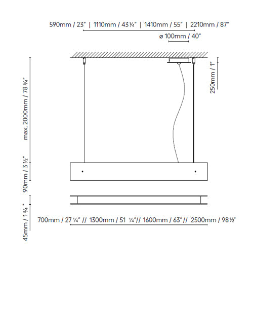 B.lux Marc S 70 (1L) dimension drawing