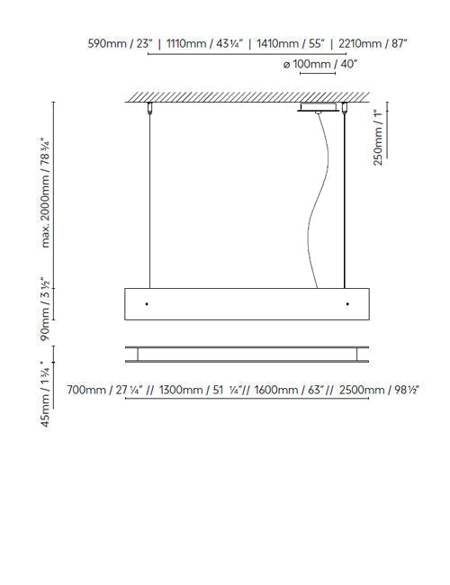B.lux Marc S 250 (1L) dimension drawing