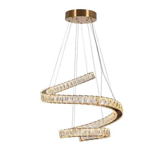 24 Inch Spiral Crystal LED Chandelier Brass - LNC Home