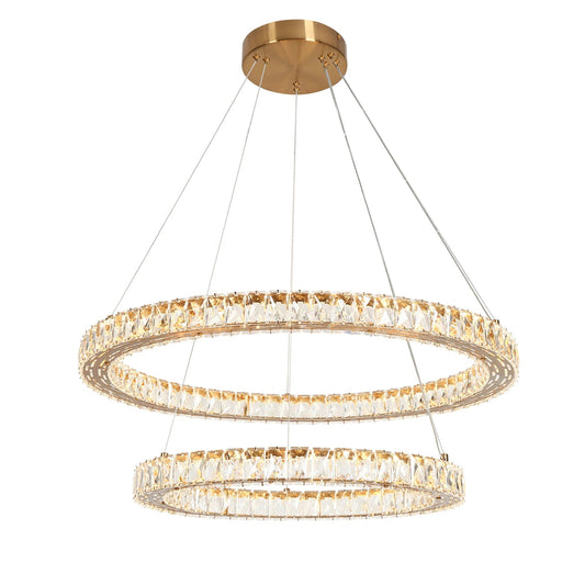 Metorcalipia 30 Two Tier Crystal Brass LED Chandelier Ha05130 - LNC Home