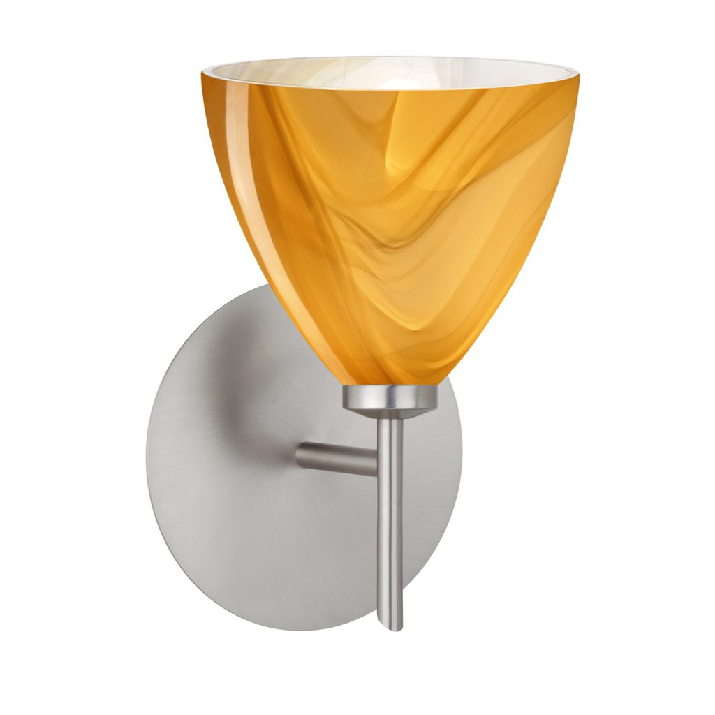 Besa Mia indoor wall sconce with warm Honey glass and modern metal hardware