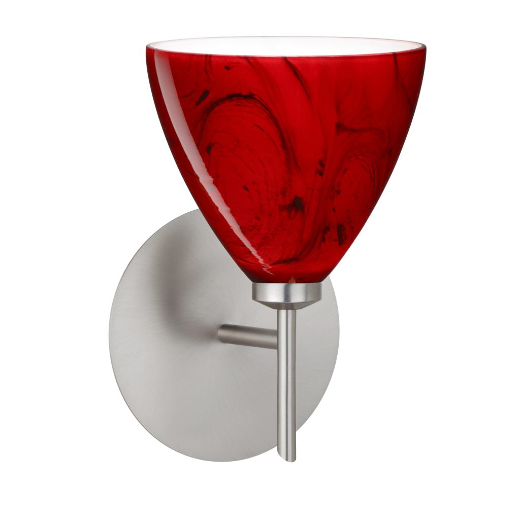 Besa Mia decorative wall sconce with warm Magma glass and metal hardware