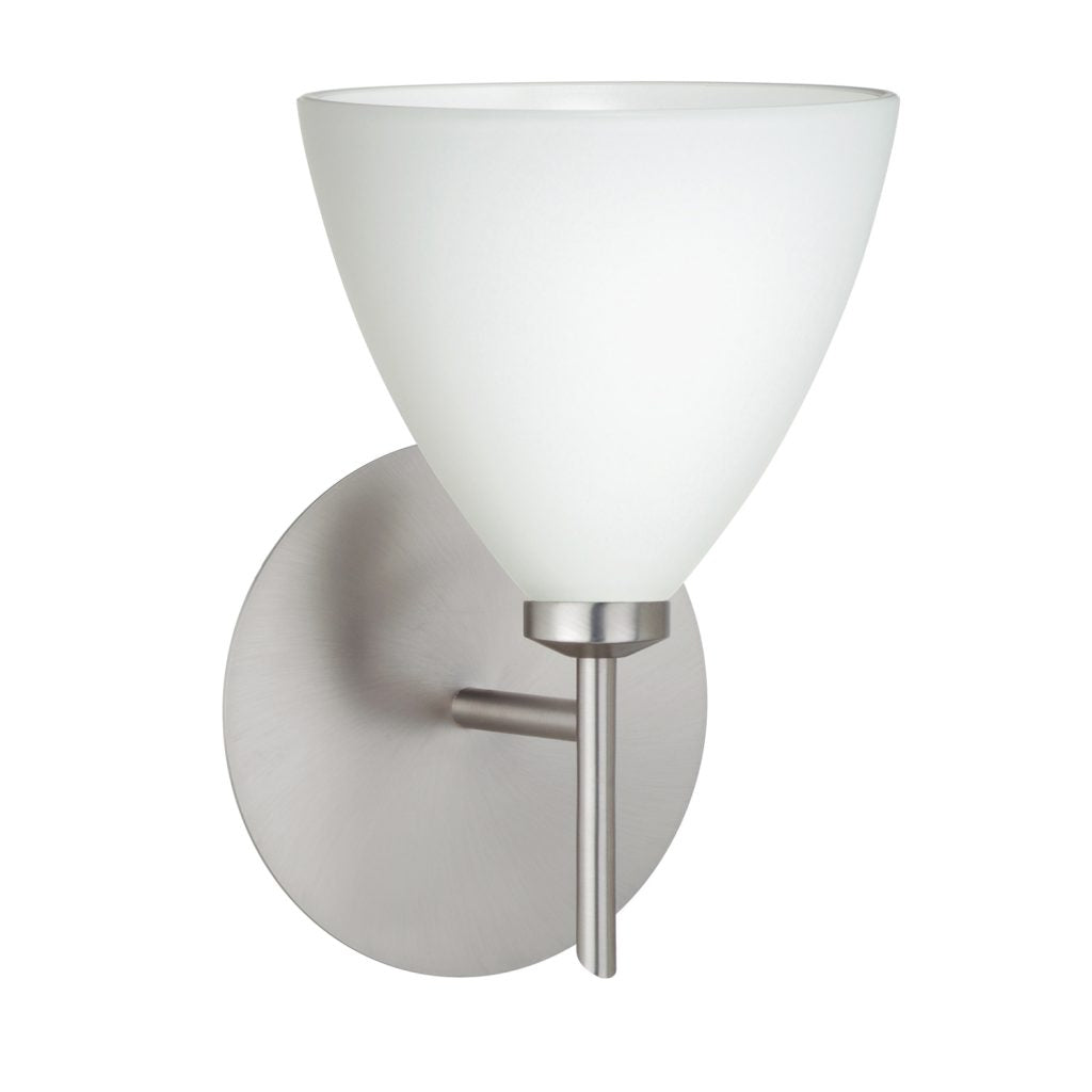 Besa Mia decorative wall sconce with Opal White glass and contemporary metal hardware