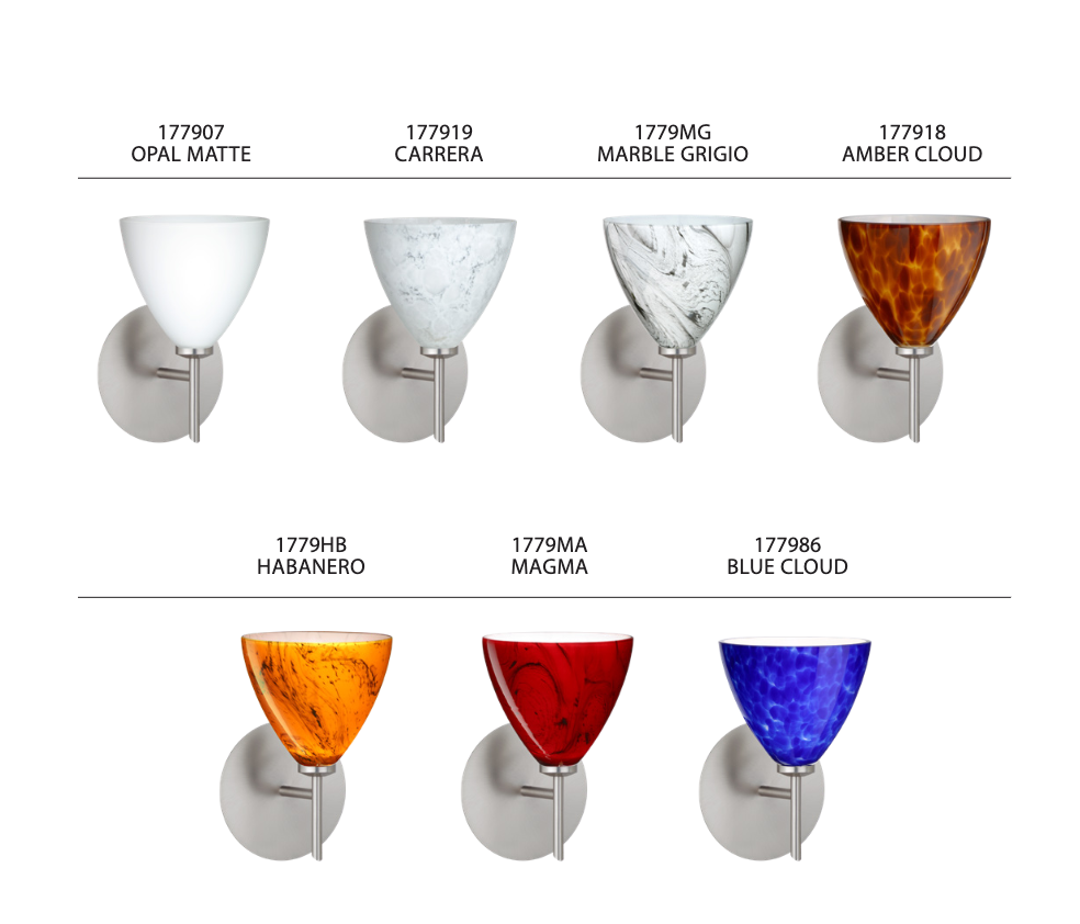 Besa Mia indoor wall sconce with Opal White glass and contemporary metal hardware