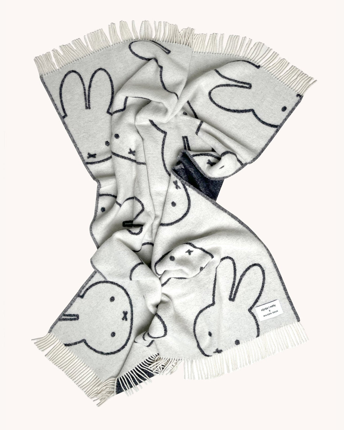 Maison Deux Miffy Wool Blanket in White/Black – detail 3