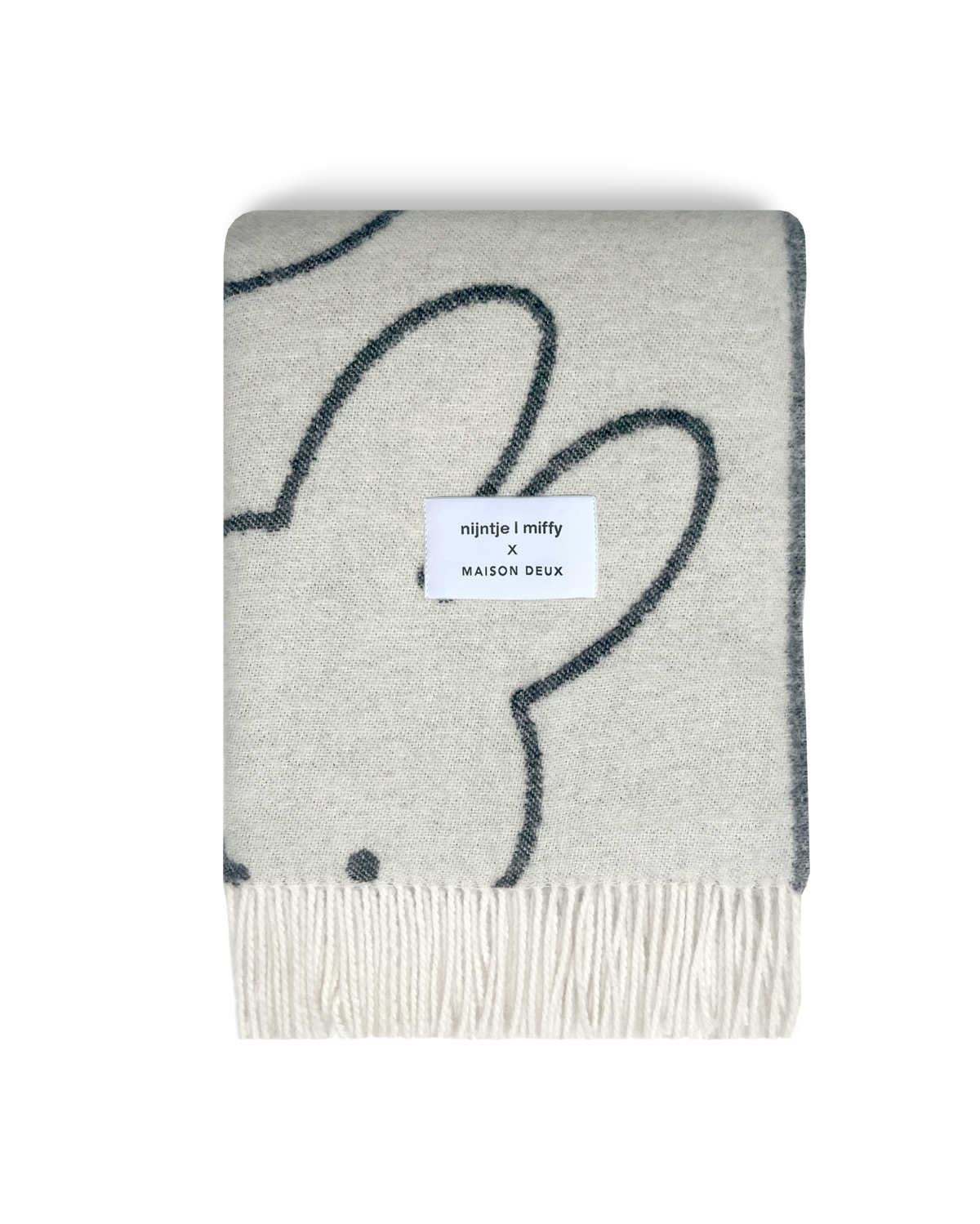Maison Deux Miffy Wool Blanket in White/Black – detail 2