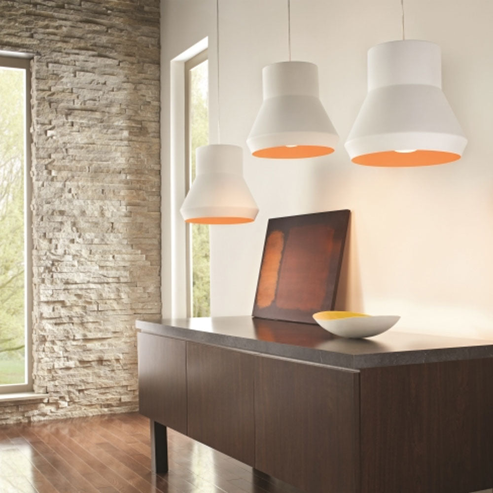Visual Comfort Milo Pendant Light White Outside / Orange Inside