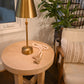 Compact Cordless Buffet Lamp in Antique Brass with Metal Shade
