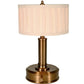 Stylish Mini Tito Cordless Table Lamp Dark Antique Brass with Pleated Shade