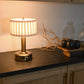 Mini Tito Cordless Table Lamp Dark Antique Brass with Pleated Shade detail shot