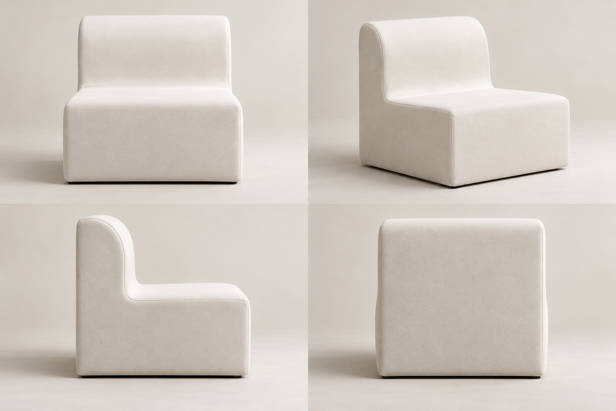 La Fête Zig Armless Outdoor Chair, Modular Marine-Vinyl Seat