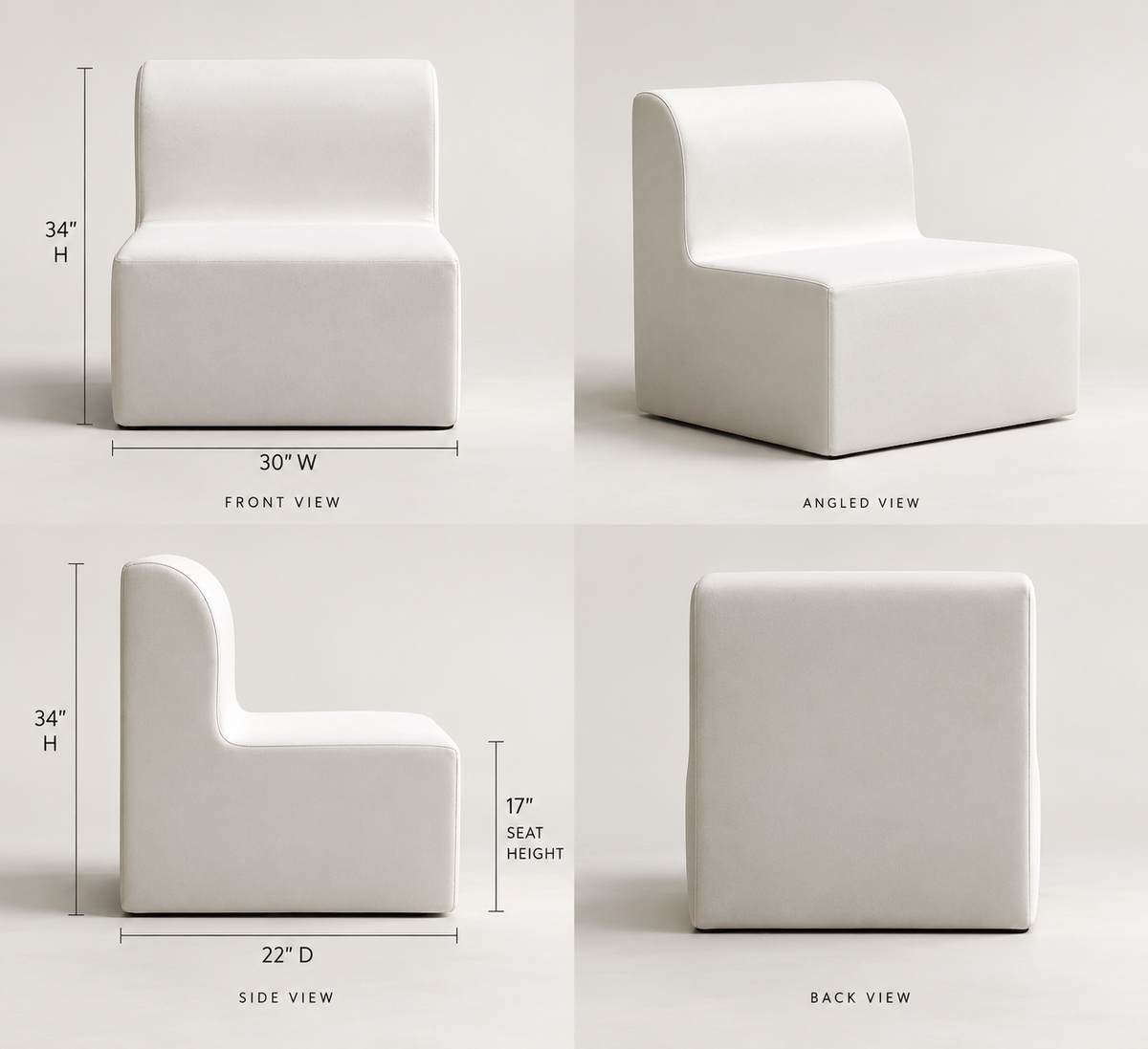 La Fête Zig Armless Outdoor Chair, Modular Marine-Vinyl Seat