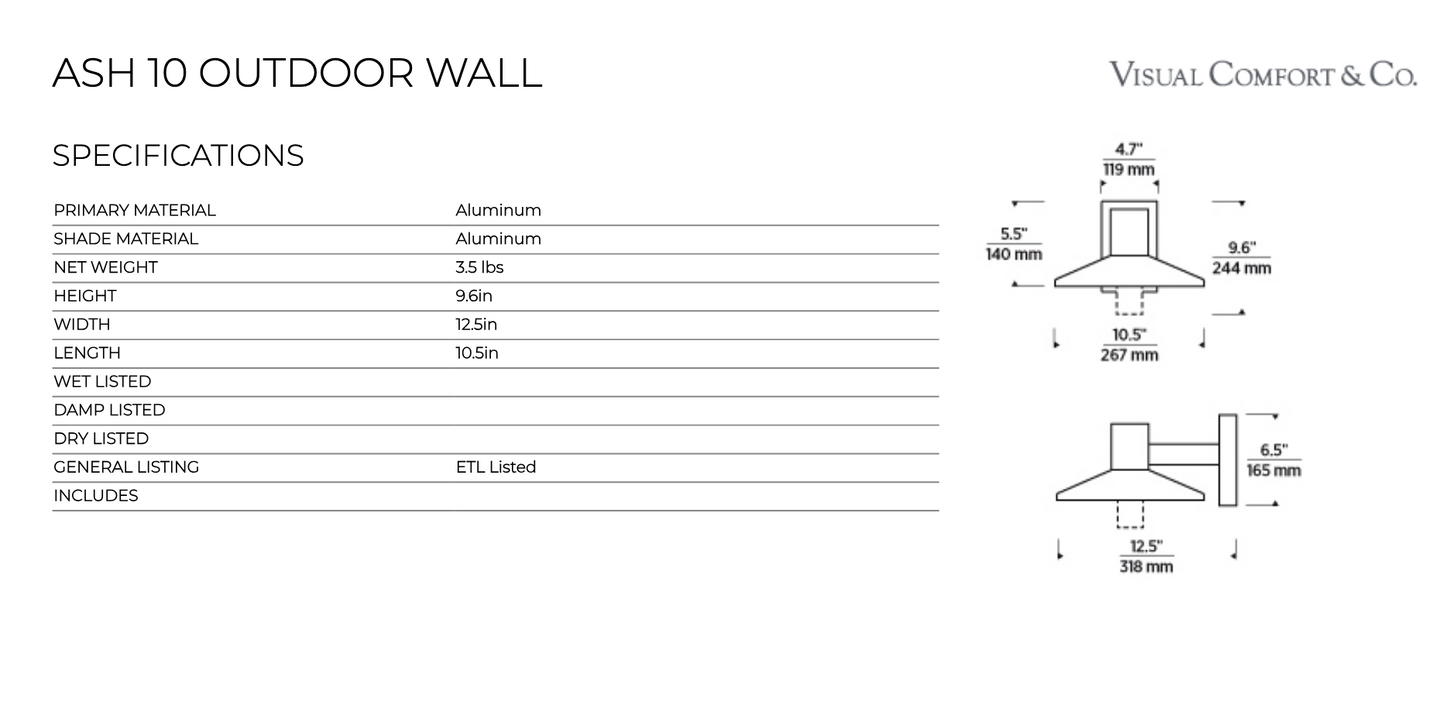 Ip65 Wet Rated Wall Light Ash Tech Lighting by Visual & Comfort & Co
