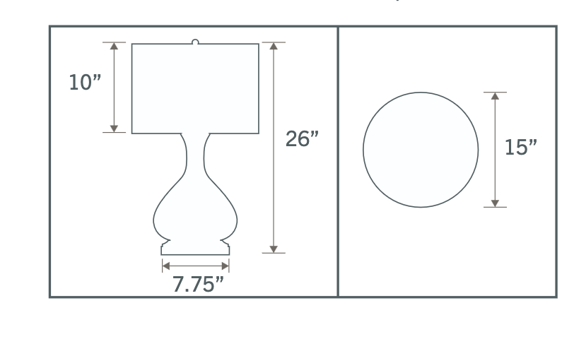 Technical line drawing of the Bartlett Ivory Crackle Rechargeable Table Lamp showing the ceramic body, linen shade, and cordless design