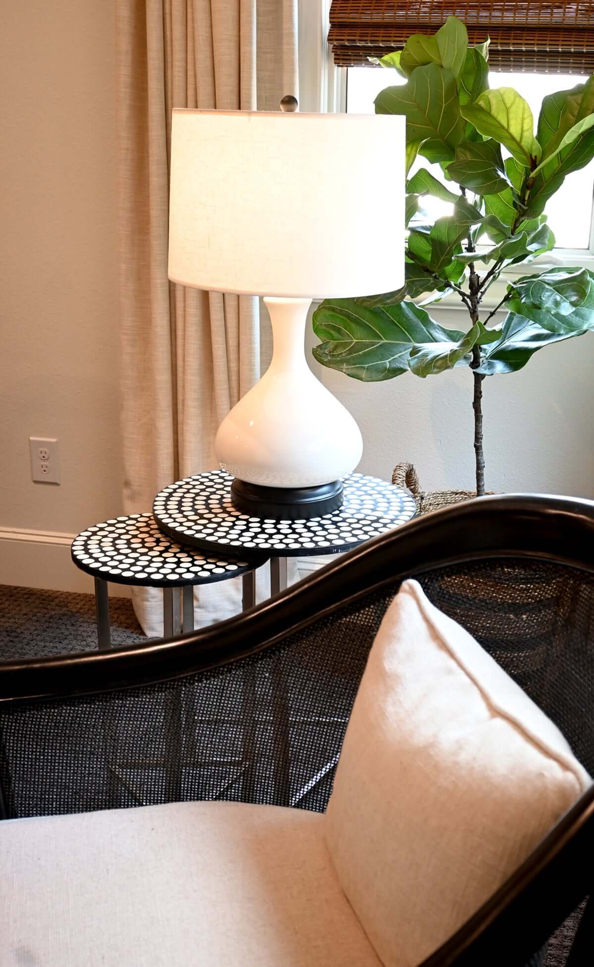 Contemporary Ivory Crackle Ceramic Lamp with Portable Cord-Free Lighting