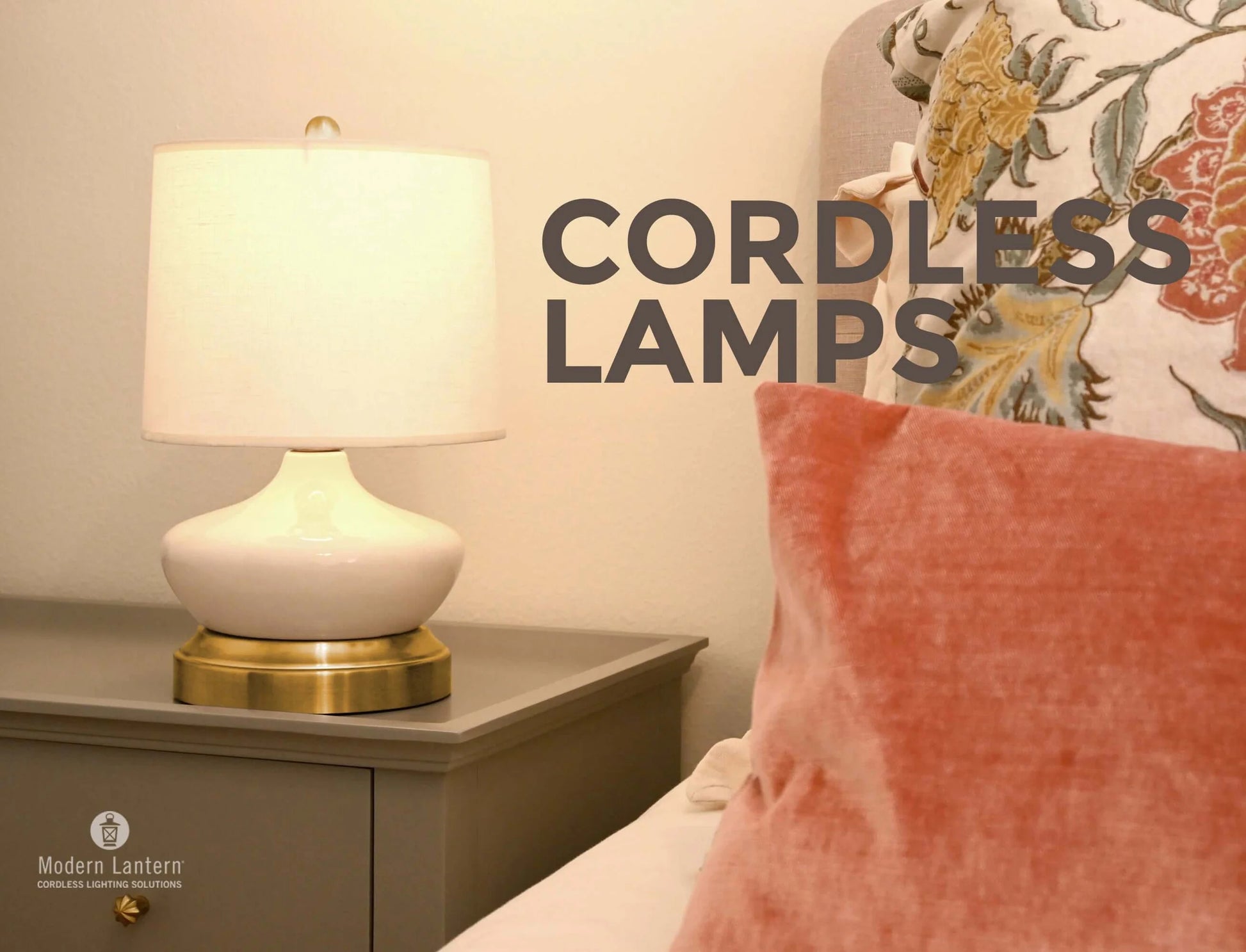 Rechargeable ceramic lamp with brass base for office desk lighting