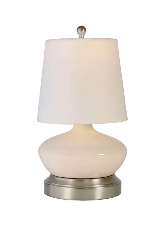 Elegant Ivory Ceramic LED Table Lamp for Home Office with Linen Shade