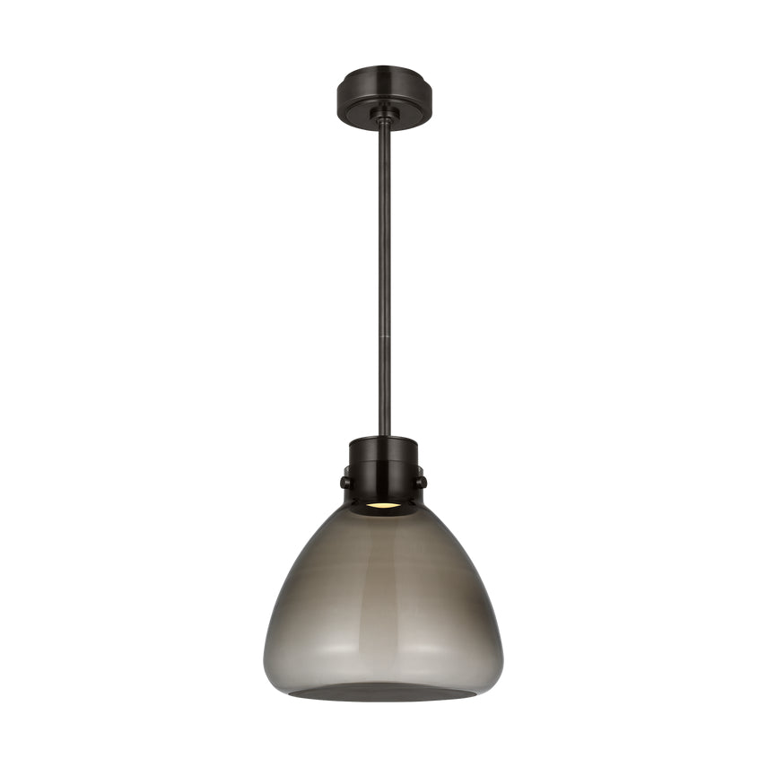 Morgan 12-inch LED Pendant Light Bronze Brass Clear Smoked Glass by Visual & Comfort & Co