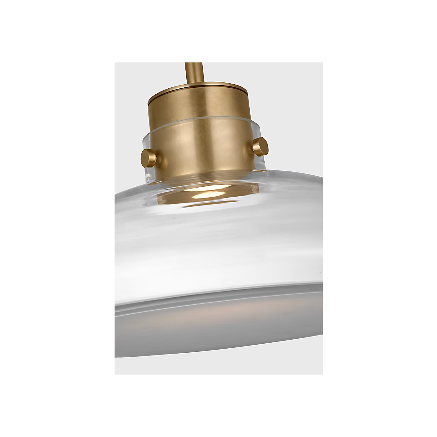 Morgan 16 inch pendant light in brass and clear glass. Designed with warm dim LED for smooth, adjustable ambiance