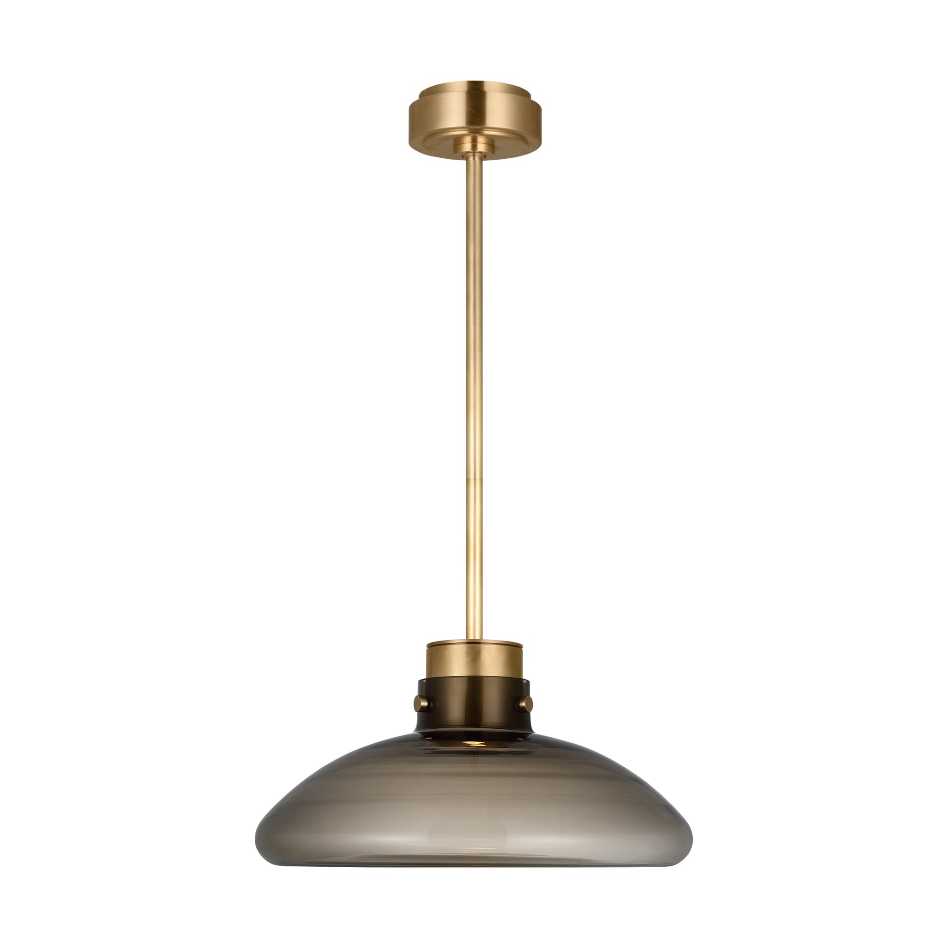 Morgan 16 inch pendant light in brass with smoke glass