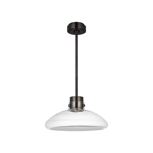 Visual Comfort Morgan 16 inch pendant light bronze finish with clear glass warm dim LED