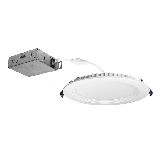 Nora Lighting NCSC-R6W2 6" Contractor Series Can-less LED Wafer Downlight with Regressed Baffle, Selectable CCT, White (12-Pack)