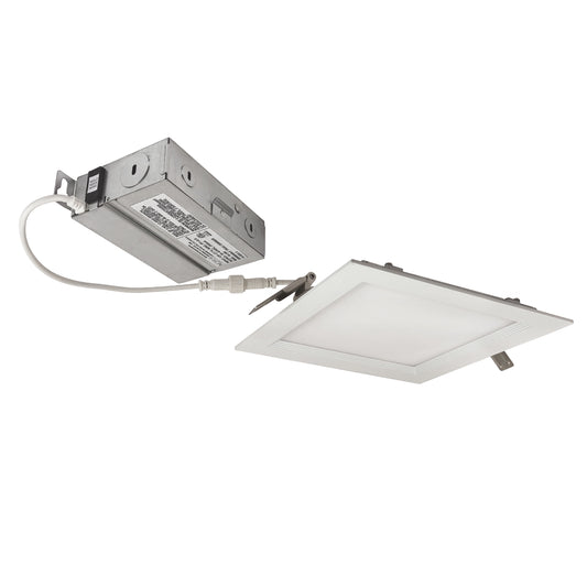 Nora Lighting NEFLINTW-S6233 6" FLIN Square Can-less Wafer LED Downlight, 1150lm/13.5W, Selectable CCT, White Finish, 120V; Triac/ELV dimming