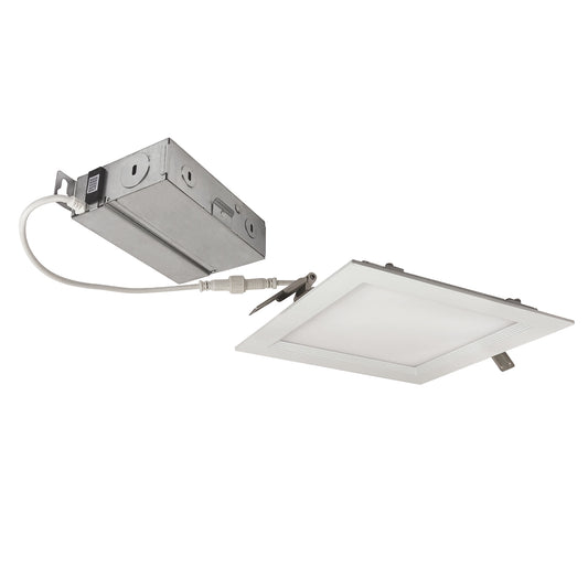 Nora Lighting NEFLINTW-S6 6" FLIN Square Can-less Wafer LED Downlight, 1200lm/13.5W, Selectable CCT, White Finish, 120V; Triac/ELV dimming