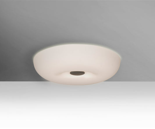 Besa Nimbus 10 opal glass flush mount, shown with the Satin Nickel cap